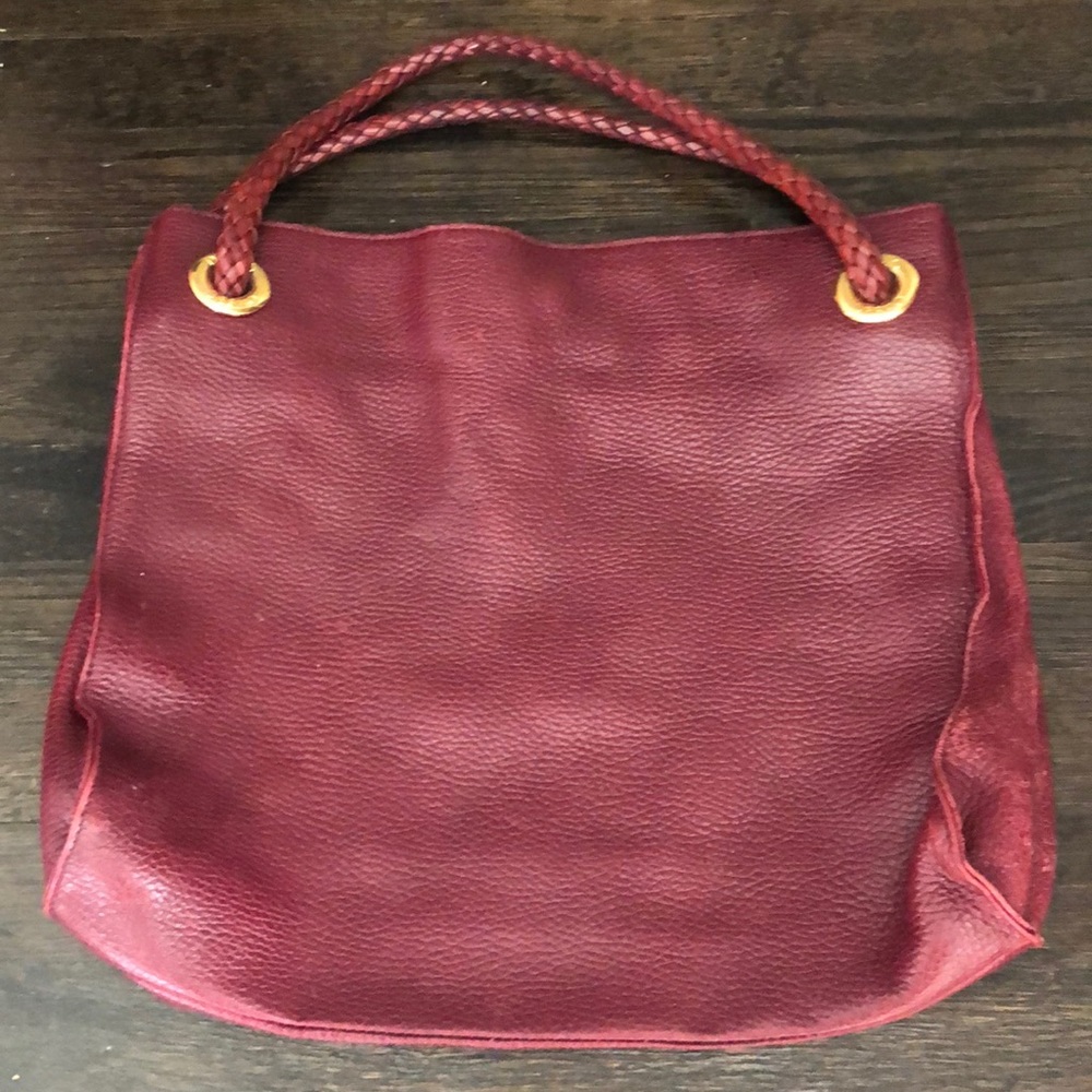 Desmo bag, burgundy, braided handle